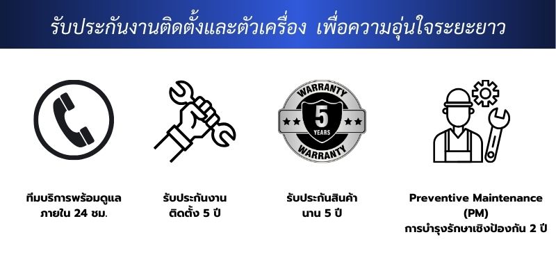 รับประกันงานติดตั้งและตัวเครื่อง เพื่อความอุ่นใจระยะยาว